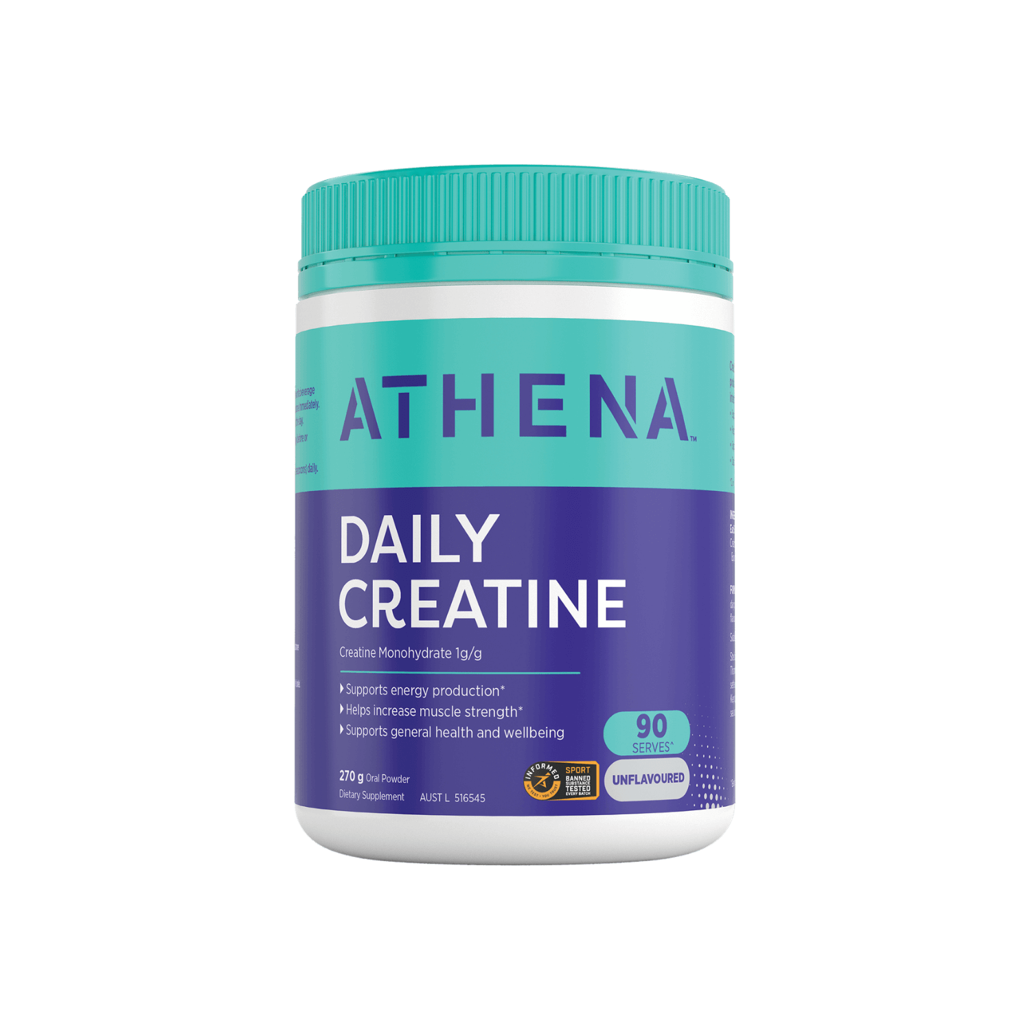 Athena Daily Creatine Unflavoured 270G FOP