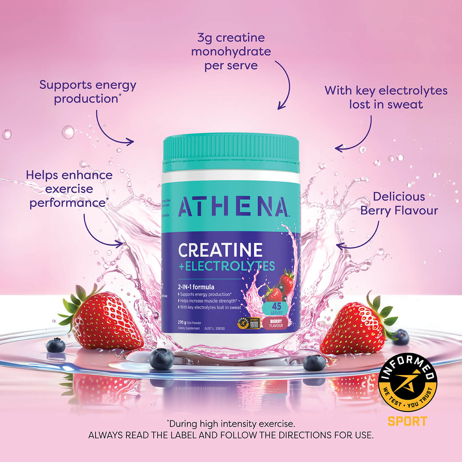 Creatine + Electrolytes Berry - Athena Nutrition