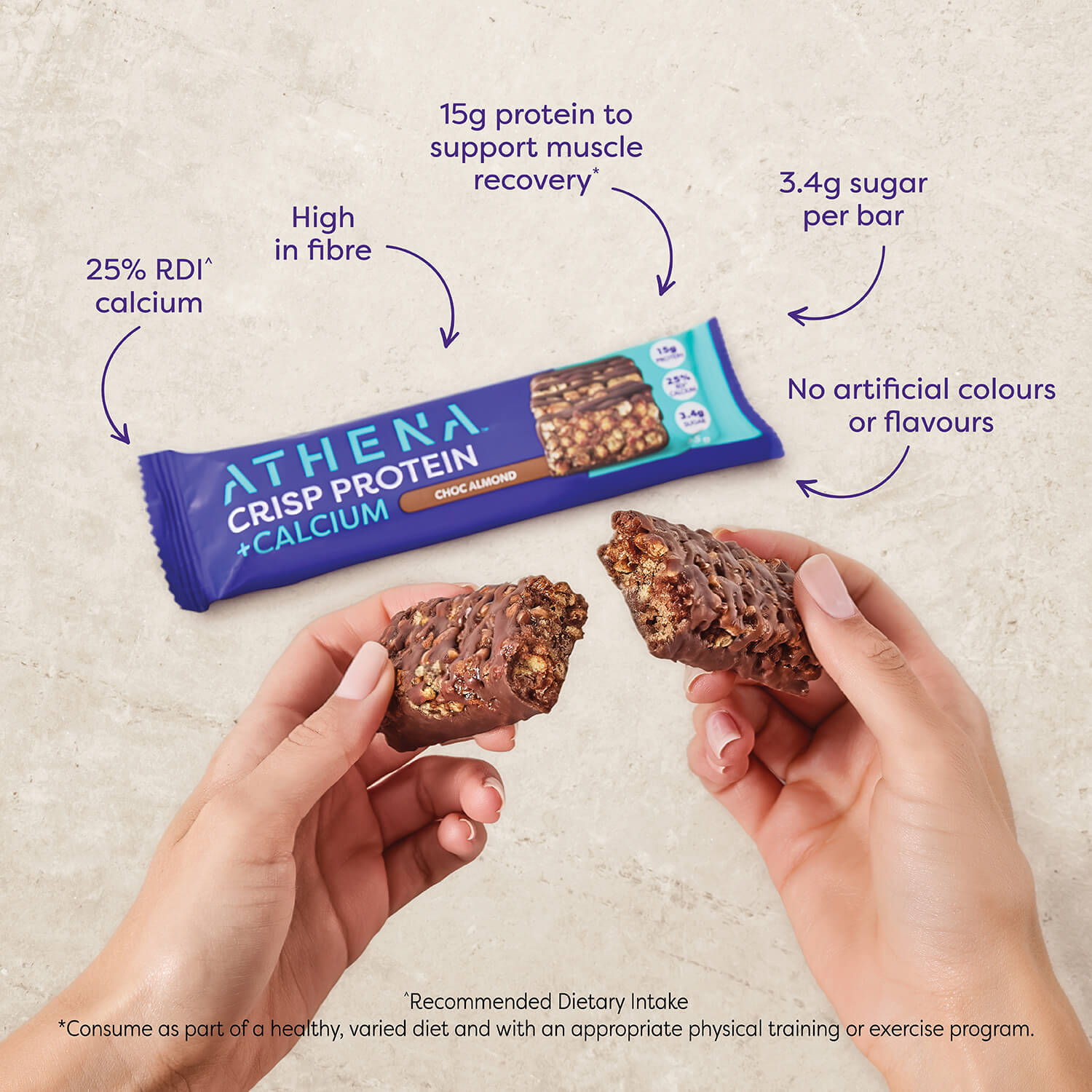 Crisp Protein + Calcium (Box of 12 Bars) - Athena Nutrition