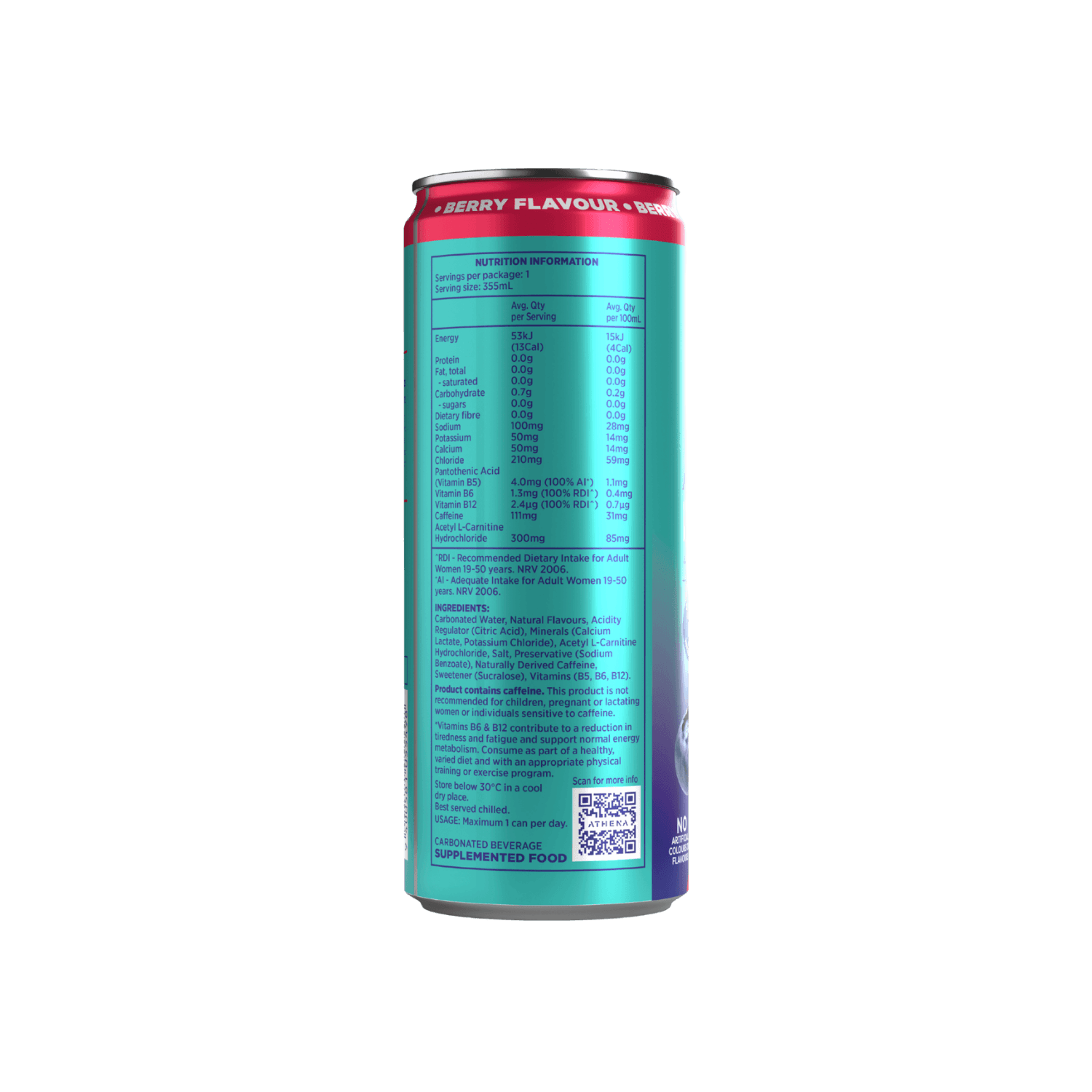 Energy + Electrolytes 355ml 12 Pack - Athena Nutrition