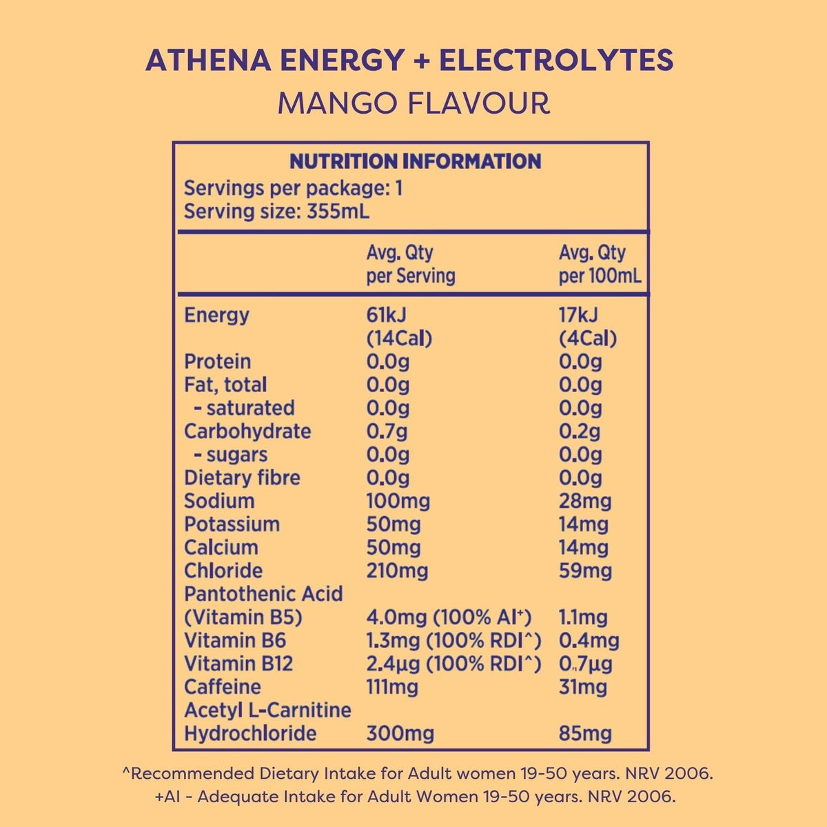 Energy + Electrolytes 355ml 12 Pack - Athena Nutrition