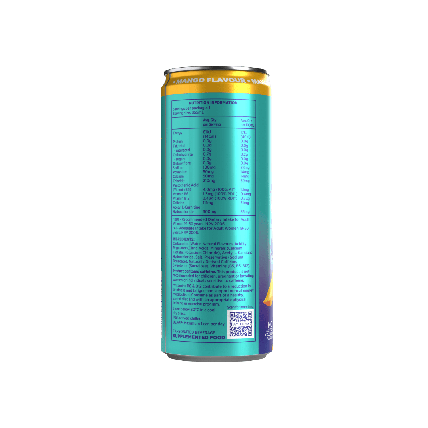 Energy + Electrolytes 355ml 12 Pack - Athena Nutrition