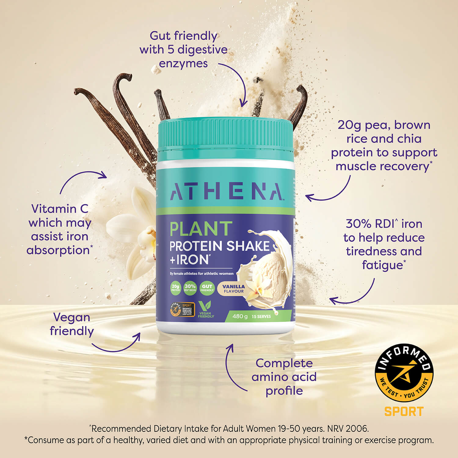 Plant Protein Shake + Iron - Athena Nutrition