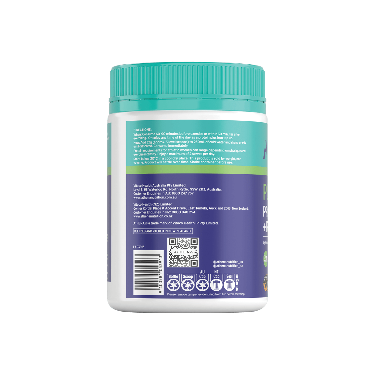 Plant Protein Shake + Iron - Athena Nutrition