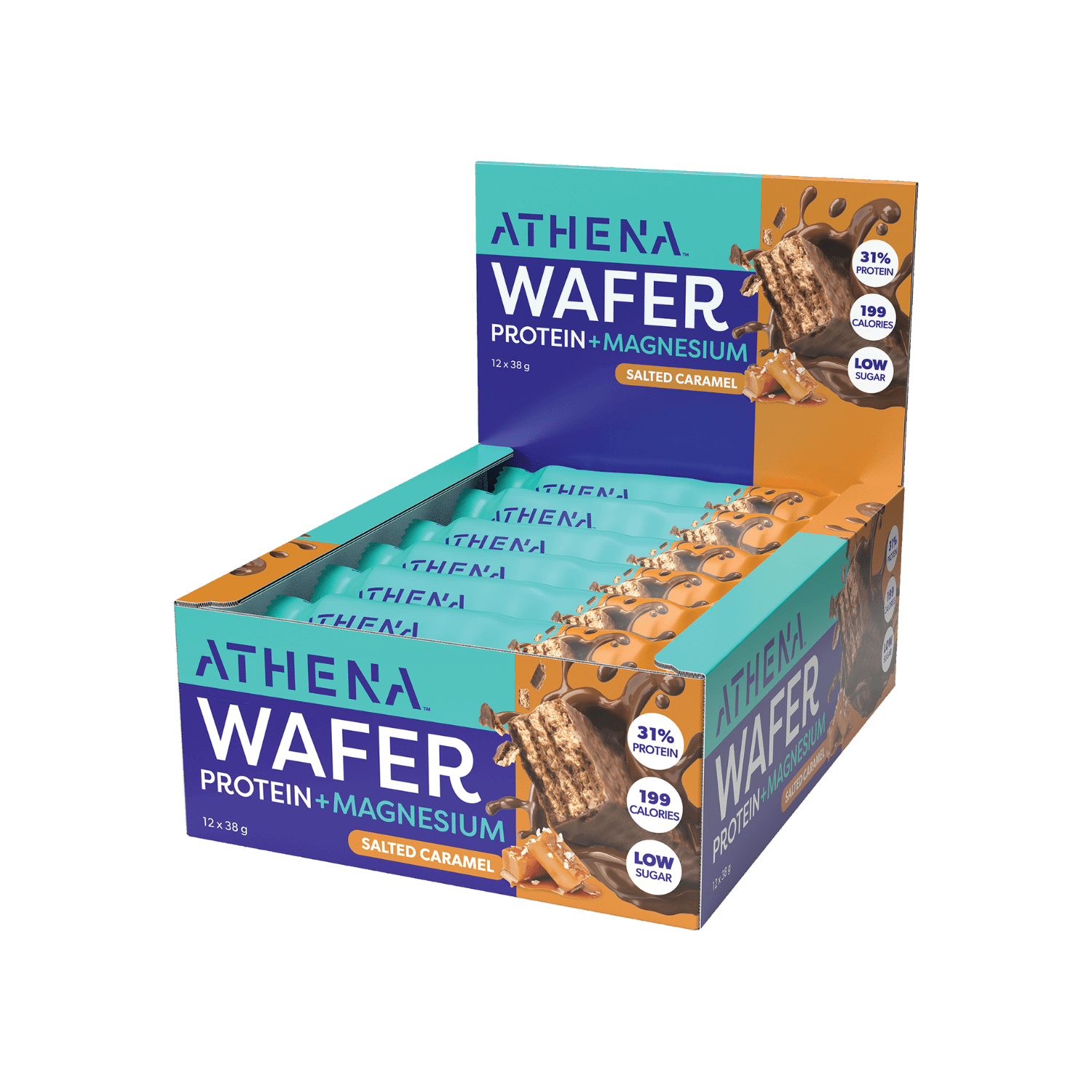 Protein Wafer + Magnesium (Box of 12 bars) - Athena Nutrition