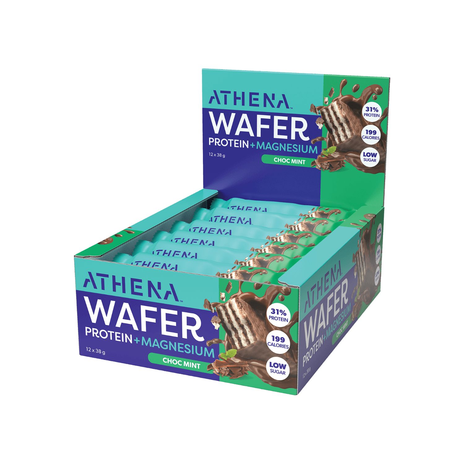 Protein Wafer + Magnesium (Box of 12 bars) - Athena Nutrition