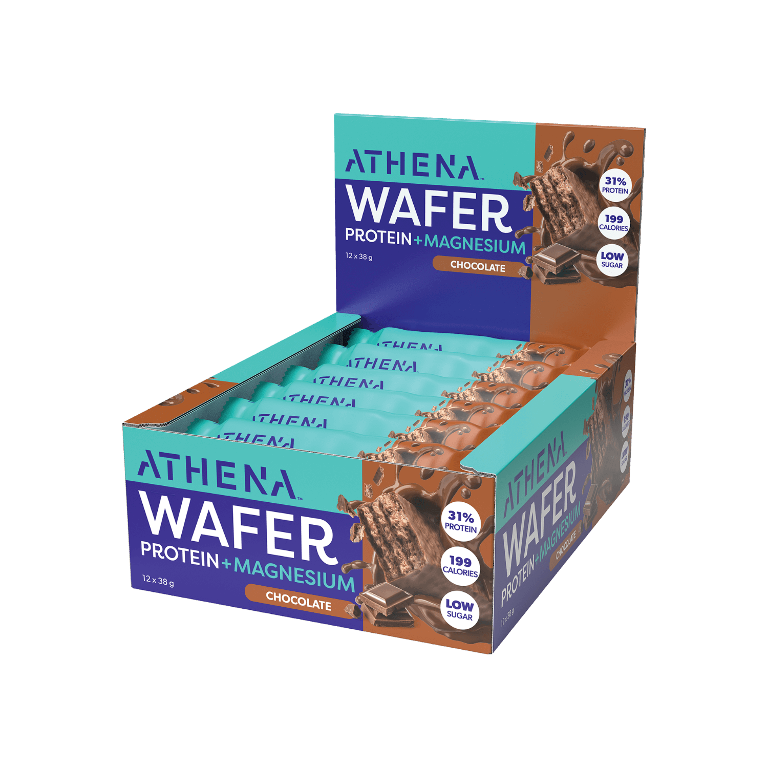 Protein Wafer + Magnesium (Box of 12 bars) - Athena Nutrition